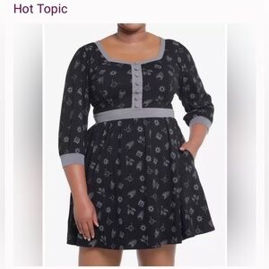 Hot Topic Shadow and Bone Grisha Icons Dress Pinup Gothic Cosplay Black Grey 0X